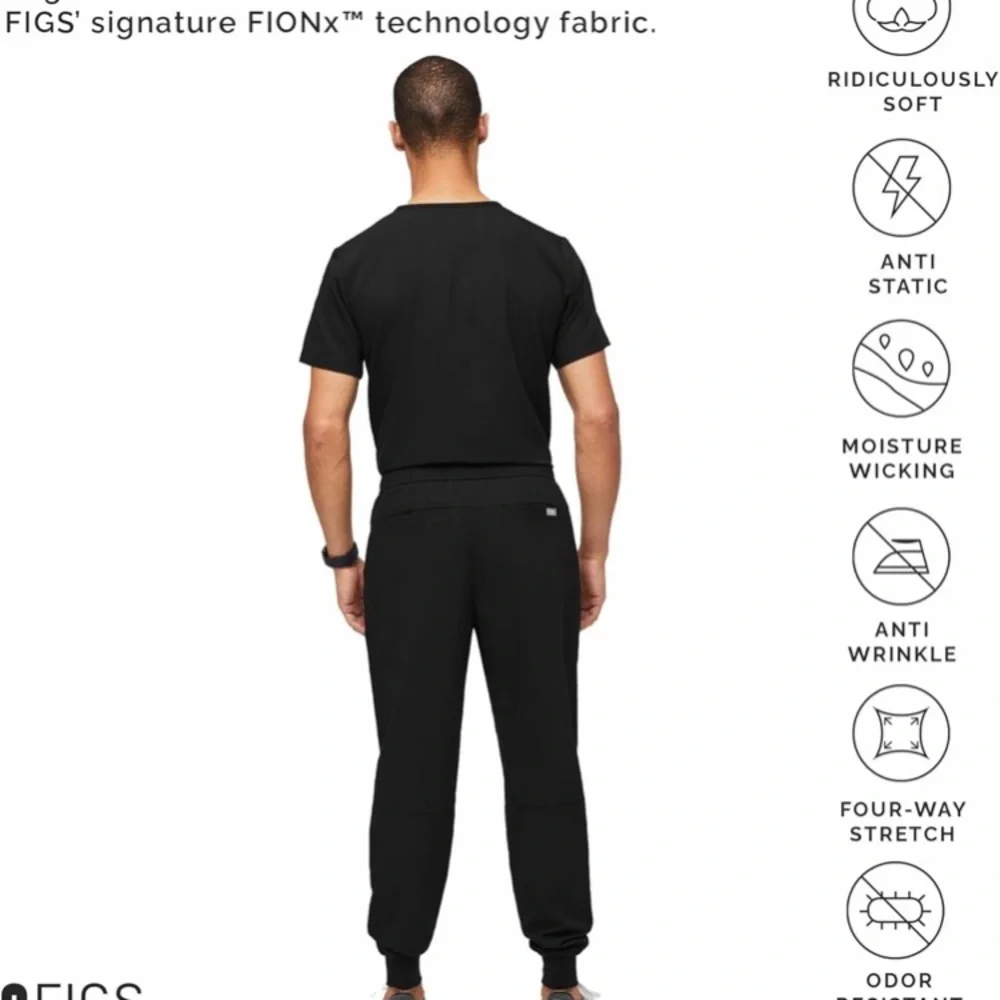 Figs Tansen Jogger Scrub Pants Black Men's Large Medical Professional MXXSW2004